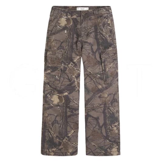 Hollister Super Baggy Camo Cargo Pants Dark Brown